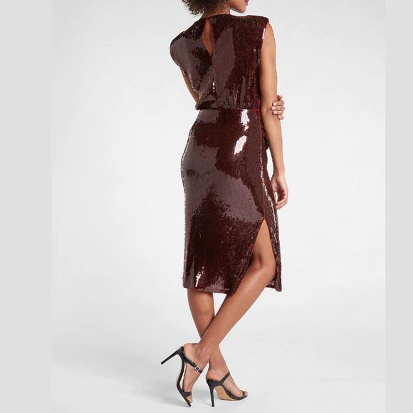 Express Dresses & Skirts - Express Sequin Midi Dress in Bold Red